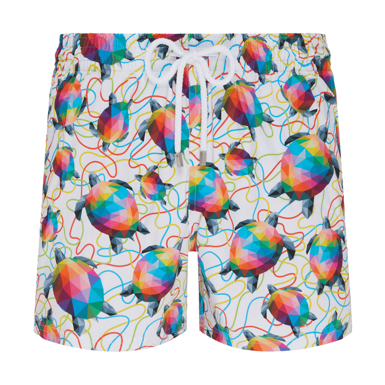 Pantaloncini Mare Uomo Elasticizzati Tortugas - Vilebrequin X Okuda San Miguel - Costume Da Bagno - Moorise - Multi