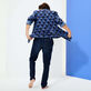 Men Chino Relax fit Pants Dark denim w1 back worn view