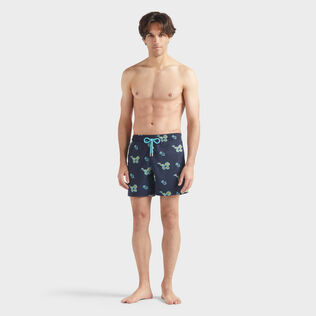 Bañador con bordado Fishy Vibes para hombre Azul marino vista frontal desgastada