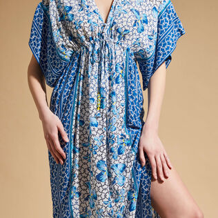 Caftan long femme Iris Lace- Vilebrequin x Poupette St Barth Azur vue de détail 2