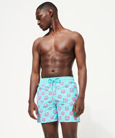 Men Swimwear Flocked Nola - Vilebrequin x John M Armleder Lazuli blue front worn view