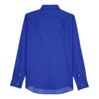 Camisa ligera unisex en gasa de algodón de color liso Purple blue vista trasera