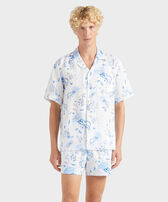 Chemise bowling en lin homme Medusa and Shells Blanc vue portée de face
