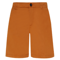 Men Tencel Gabardine Bermuda Shorts Caramel front view