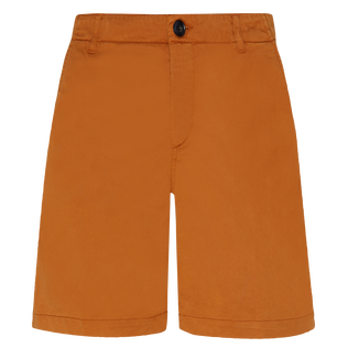 Men Tencel Gabardine Bermuda Shorts Caramel front view
