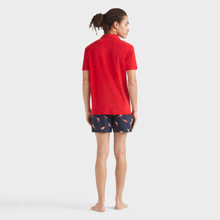 Polo en coton éponge organique homme uni Lipstick vue portée de dos