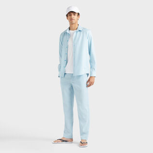Men Wool Shirt Micro Rayures Tailoring Blue topaz details view 2