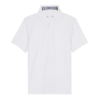 男士纯色有机棉珠地 Polo 衫 White 后视图