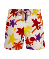 Men Stretch Short Swim Shorts Spray Paint - VBQ x Palm Angels Porcelain front view