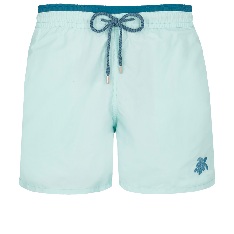 Zweifarbige Solid Bicolore Badeshorts Für Herren - Moka - Blau