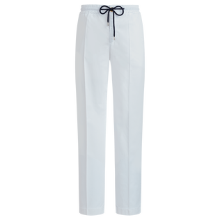 Pantaloni uomo in Tencel e cotone tinta unita Bianco vista frontale