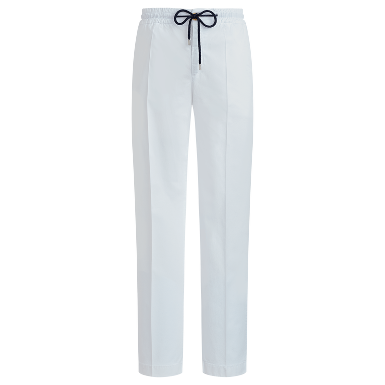 Pantaloni Uomo In Tencel E Cotone Tinta Unita - Jean - Clemence - Bianco