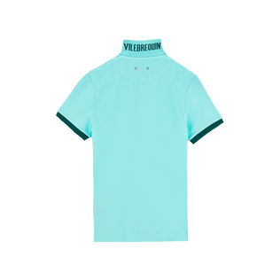 男士纯色棉质 Polo 衫 Lagoon 后视图