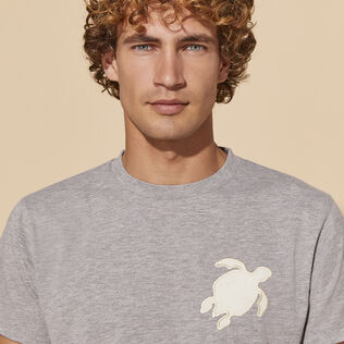 T-shirt uomo in cotone Turtle Patch Grigio viola dettagli vista 1