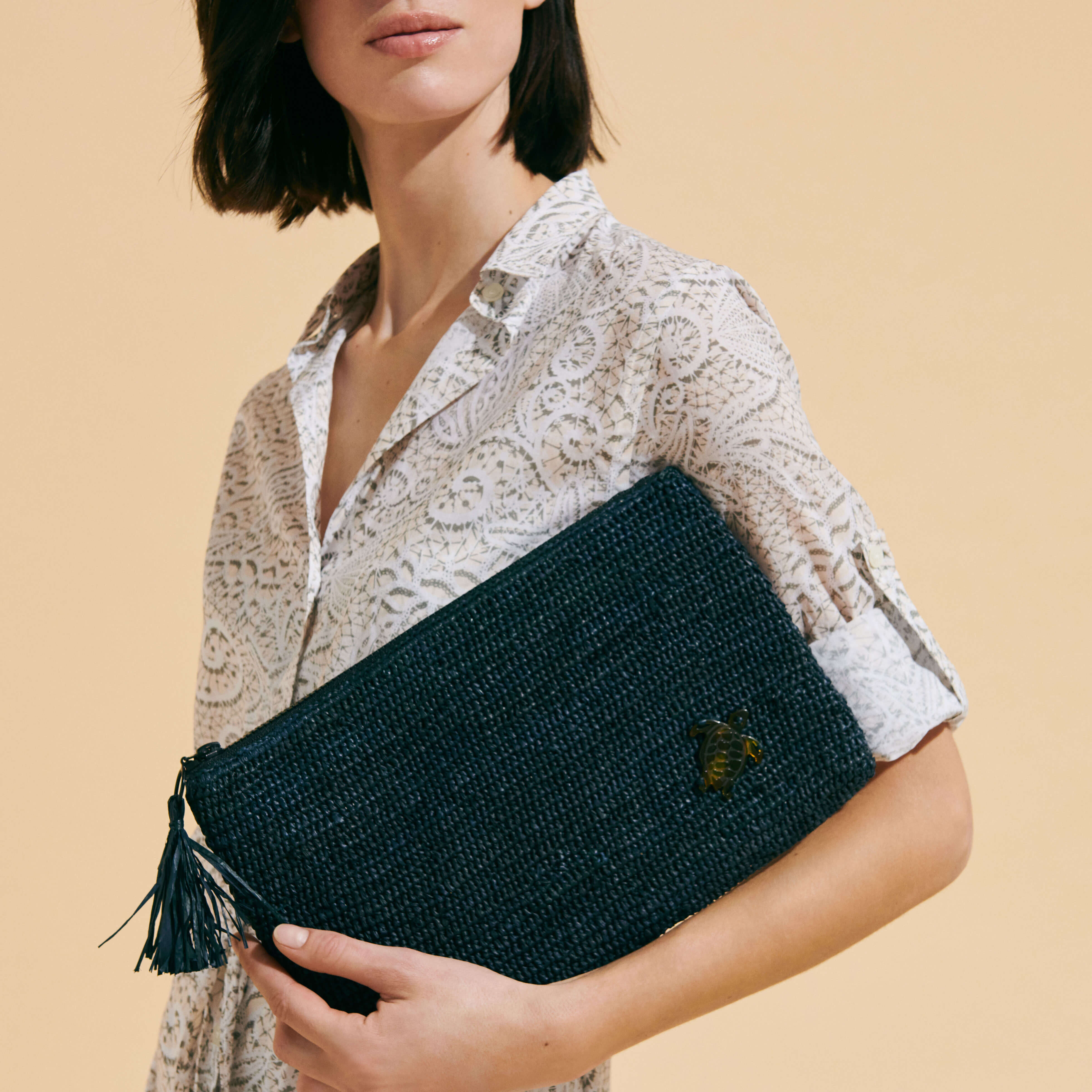 Bolso rafia azul marino clearance