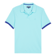 Polo en piqué de algodón de color liso para hombre Lazulii blue vista frontal