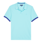 Men Cotton Pique Polo Shirt Solid Lazulii blue front view