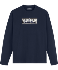 Men Others Embroidered - Men Long Sleeves Cotton T-Shirt Embroidered Moutain Patch, Navy front view