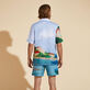 Men Linen Bowling Shirt 360 Landscape - Vilebrequin x Highsnobiety Chambray back worn view