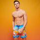 Men Swim Trunks Ronde des Tortues Sunset - Vilebrequin x The Beach Boys Multicolor front worn view