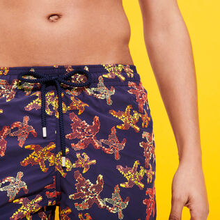 Men Swim Shorts Embroidered Water Colour Turtles - Limited Edition Sapphire details view 1