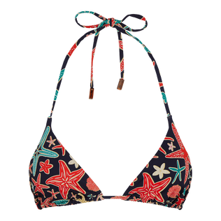 Top de bikini de tri ngulo con estampado Holistarfish para mujer