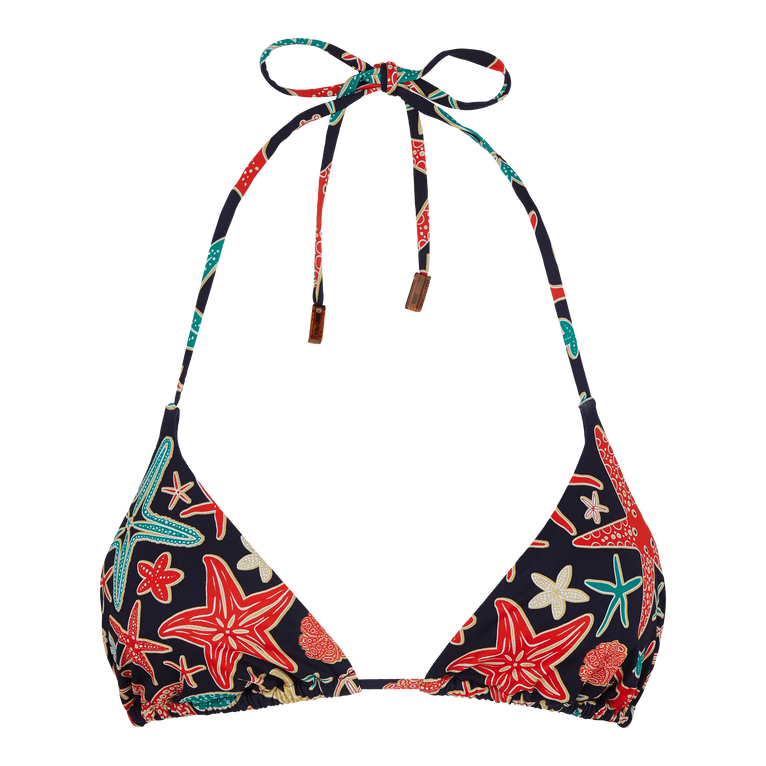 Women Triangle Bikini Top Holistarfish - Fleur - Blue - Size M - Vilebrequin