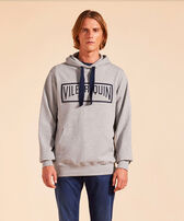 Sudadera con capucha de algodón de color liso para hombre Gris jaspeado vista frontal desgastada