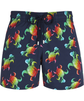 Tortues Rainbow Multicolor Stretch-Badeshorts für Herren – Vilebrequin x Kenny Scharf Marineblau Vorderansicht