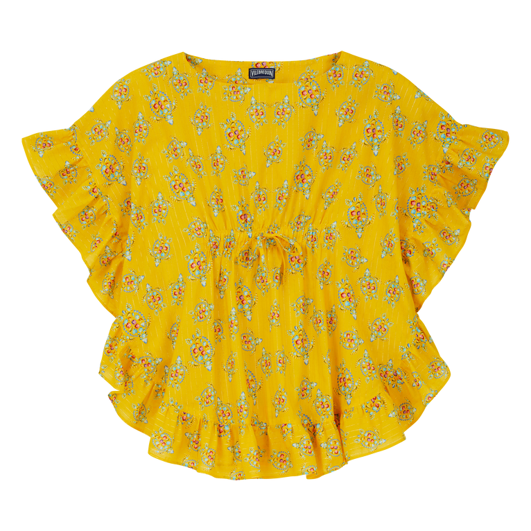Vestido Camisero Con Estampado Vendôme Turtles Para Niña - Poncho - Granita - Amarillo