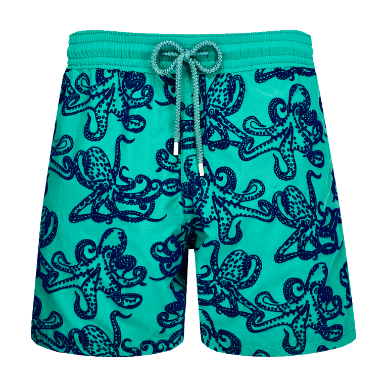 Men Swim Shorts Poulpes Flocked - Moorea - Green - Size L - Vilebrequin