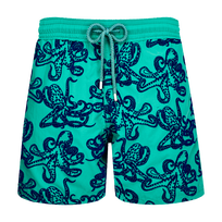 Men Swim Trunks Poulpes Flocked Emerald front view