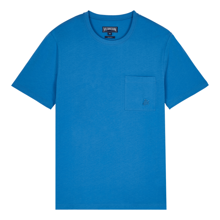 Men Organic Cotton T-shirt Solid - Titus - Blue - Size M - Vilebrequin