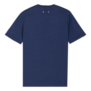 T-shirt uomo in cotone biologico tinta unita Blu marine vista posteriore