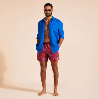 Men Swim Shorts Embroidered Medusa Flowers - Limited Edition Merlot detalles vista 1