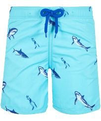 Boys Swim Trunks Embroidered 2009 Les Requins Lazulii blue front view