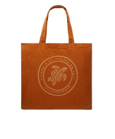Linen Turtle Tote Bag Caramel front view