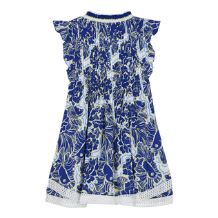 Girl Mini Dress Hidden Fishes - Vilebrequin x Poupette St Barth Purple blue back view
