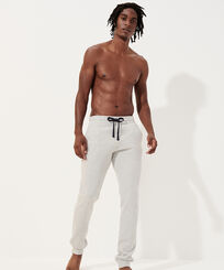 Men Jogger Cotton Pants Solid Lihght gray heather front worn view