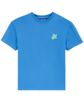 Camiseta de algodón orgánico de color liso para niño Oceano vista frontal