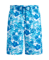 男士 Tahiti Flowers 长款弹力游泳短裤 White 正面图