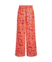 Pantaloni donna larghi in seta New Leopard Albicocca vista frontale