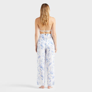 Women Viscose Pants Medusa and Shells White 背面穿戴视图