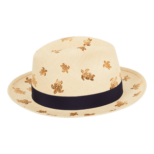 Men Straw Hat Vilebrequin x Borsalino Sand back view