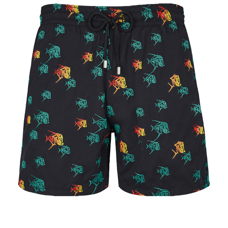 Pantaloncini Mare Uomo Ricamati Piranhas - Edizione Limitata - Costume Da Bagno - Mistral - Nero