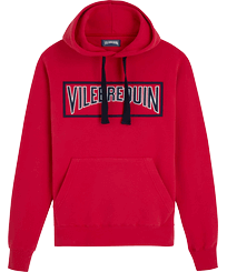 Solid Kapuzenpullover aus Baumwolle für Herren Burgunderrot Vorderansicht