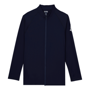 Men Zipped Long Sleeves Rashguard Navy 正面图