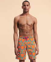 Men Long Swim Shorts Poulpes Neon Tropezian green front worn view