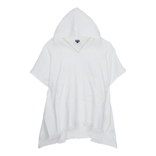 Poncho aus Frottee Weiss Vorderansicht