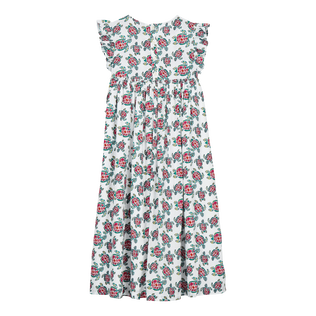 Langes Provencal Turtle Kleid für Mädchen Weiss Rückansicht